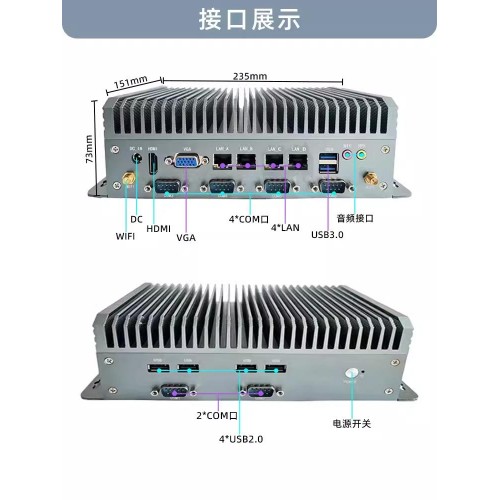 Mini Industrial Computer With 4 Networks And 6 Serial Ports, Core i5 i7 Low-power Host