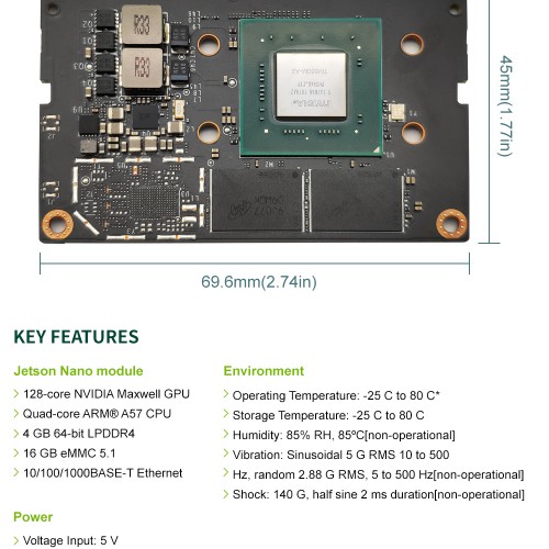 NVIDIA Jetson Nano Module B LPDDR4 16GB eMMC Artiticial Intelligence Deep Learning AI Computing,Support PyTorch, TensorFlow